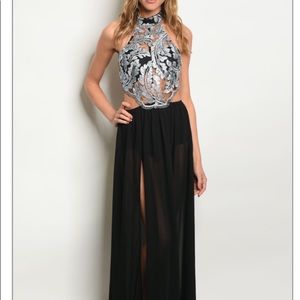 Evening gown black and silver